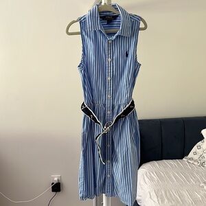 Polo Ralph Lauren Girls Sleeveless Button Down Shirt Dress sz 7